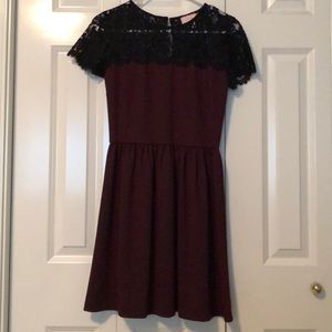Black Floral Lace Top/Maroon Dress (NWOT)